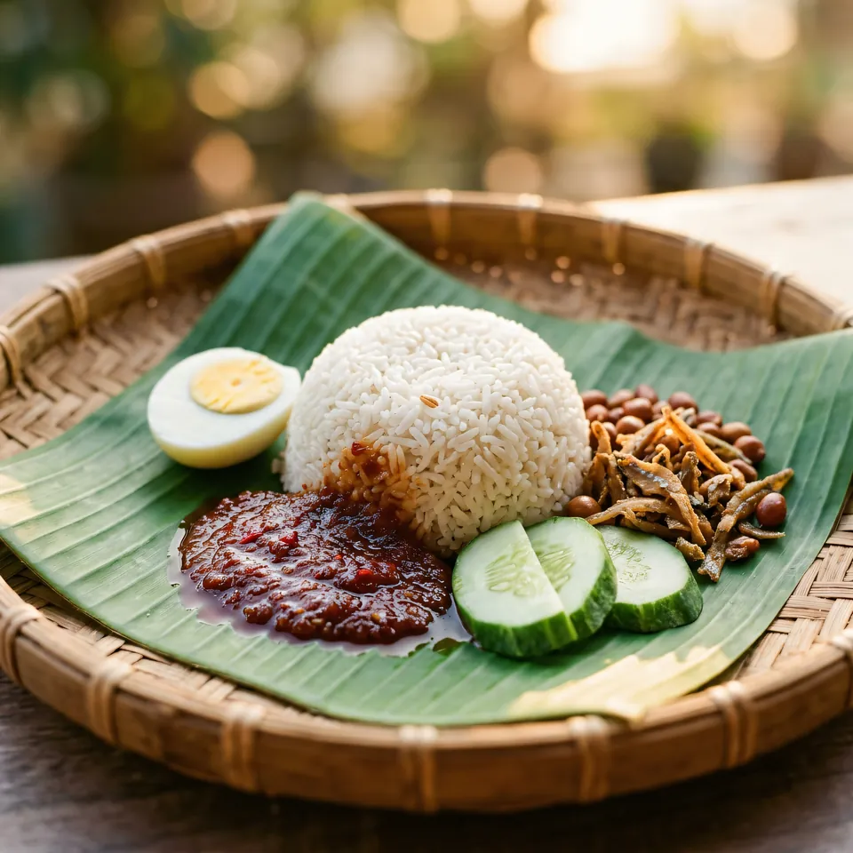 Nasi Lemak, the signature Malaysian dish